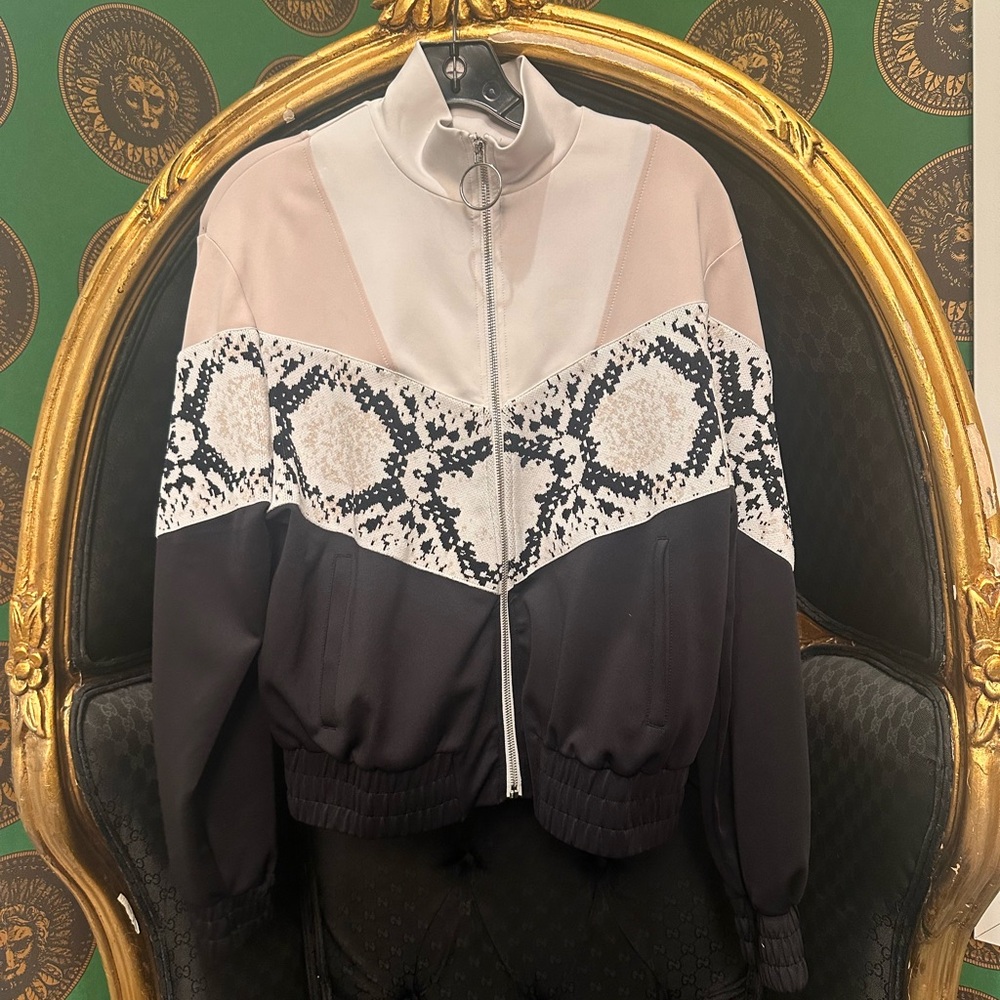 Stylish Women's Black and Cream Jacket, Size 1